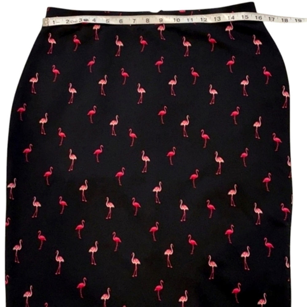 I Heart Ronson Pink Flamingo Pencil Midi Skirt. Back Slit, Back Zip. Has Stretch - Picture 4 of 7